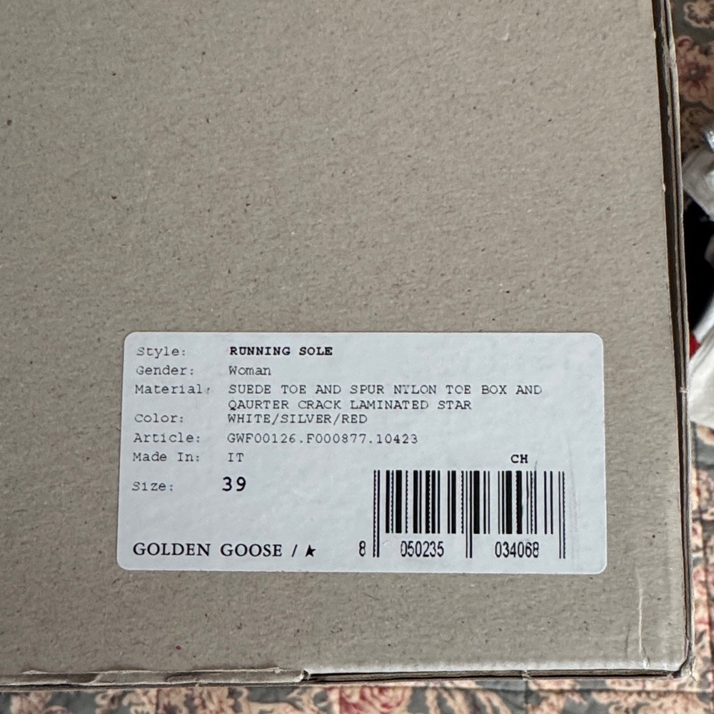 Golden Goose White, Black & Silver Athletic Shoes/RUNNING SOLE Style/Size 39/8.5 - Picture 13 of 16
